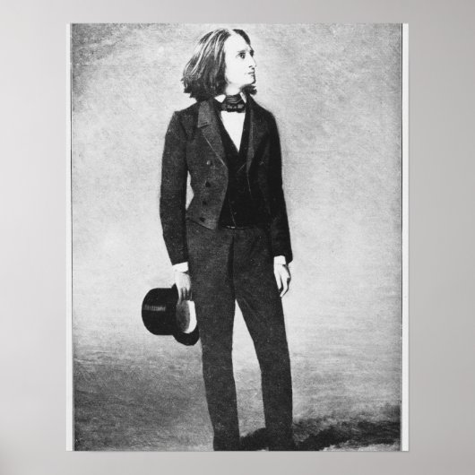 Poster Franz Liszt (1811-86) 1856 (litho) (photo b/w) (Devant)