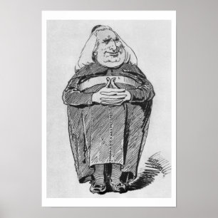 Poster Franz Liszt (1811-86) en tant qu'abbé, caricature 