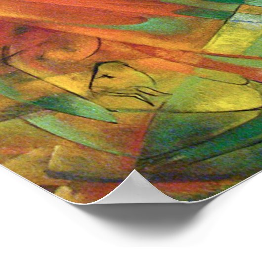 Poster Franz Marc Animaux dans un paysage Abstrait (Coin)