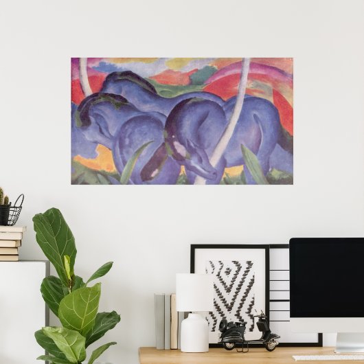Poster Franz Marc - Big Blue Horse 1911 Canvas Equine (Bureau à domicile)
