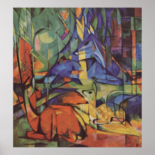 Poster Franz Marc - Cerf dans Woods II 1913-14 Lune Fawn