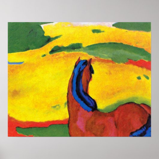 Poster Franz Marc - Cheval dans un paysage (Devant)