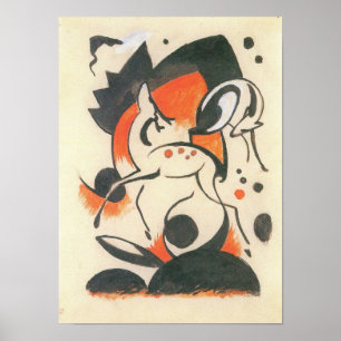 Poster Franz Marc - composition avec deux cerfs communs