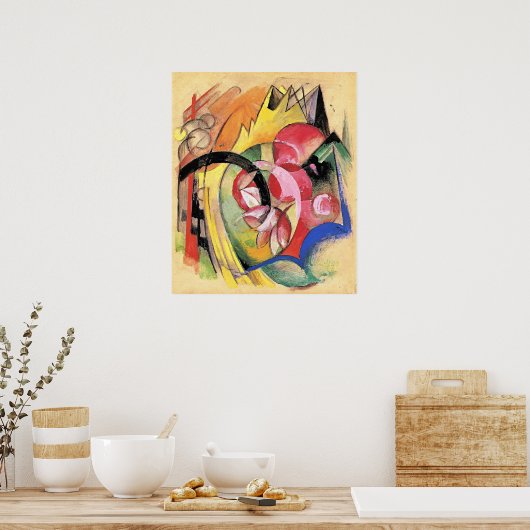 Poster Franz Marc, Fleurs colorées, (Cuisine)