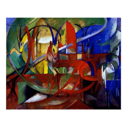 Poster Franz Marc - Gazelles (Devant)