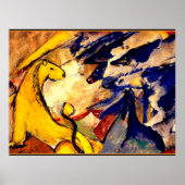 Poster Franz Marc - Lion jaune, Renard bleu, Cheval bleu (Devant)