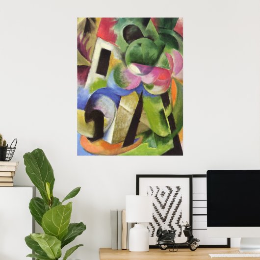 Poster Franz Marc - Maison avec arbres Petite composition (Bureau à domicile)