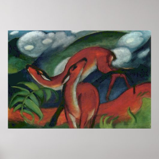 Poster Franz Marc - Red Deer II 1912 Forêt Animal fawn (Devant)