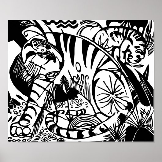 Poster Franz Marc - Tigre noir et blanc - Art Abstrait (Devant)