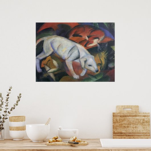 Poster Franz Marc - Trois animaux 1912 chien renard chat  (Cuisine)