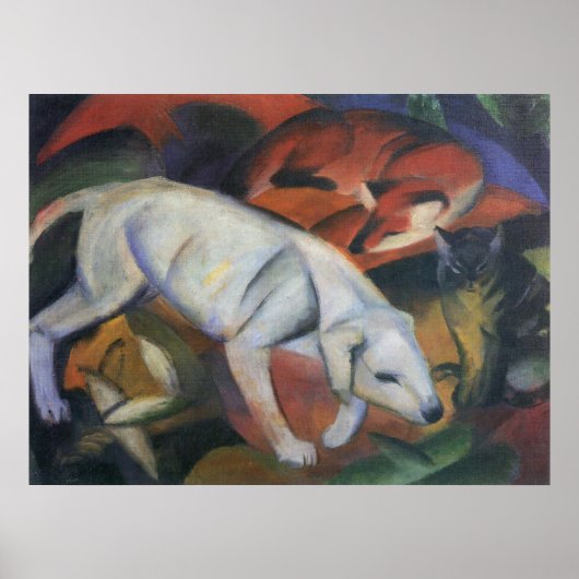 Poster Franz Marc - Trois animaux 1912 chien renard chat  (Devant)