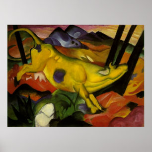 Poster Franz Mark - Vache jaune 1911 Vaches taches de lai