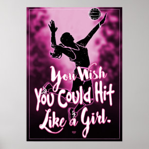 Poster Frappe de volley-ball rose