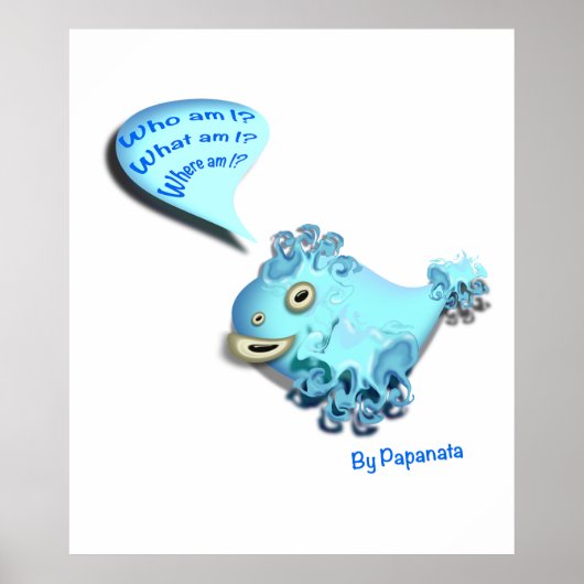 Poster frappée, bande dessinée, autocollante, qui suis-je (Devant)