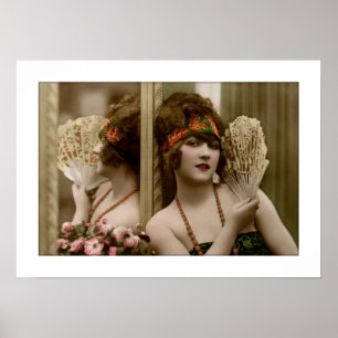 Poster Frapper fille avec ventilateur et réflexion