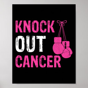 Poster Frapper La Boxe Combattre Le Ribbon Rose Cancer Du