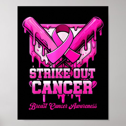 Poster Frapper le cancer du sein Baseball Drip P (Devant)