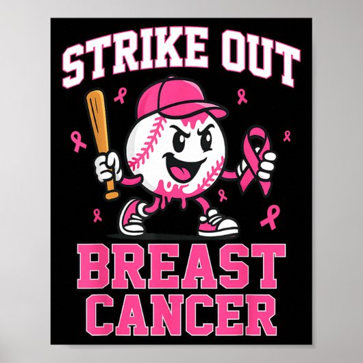 Poster Frapper le cancer du sein Crème glacée baseball qu (Devant)