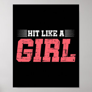 Poster Frappez comme une fille Boxe Fille Cadeau Mma Kick
