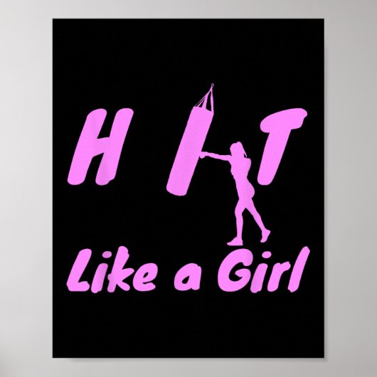 Poster Frappez comme une fille Boxe Kickboxing Mma Cadeau (Devant)