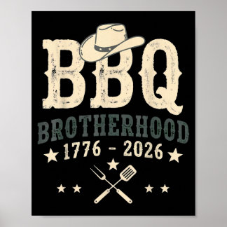Poster Fraternité BBQ occidentale USA Patriotique 250 Ans