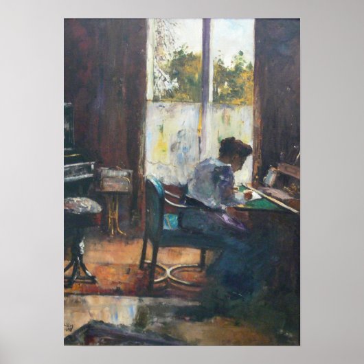 Poster Frau am Schreibtisch (Devant)