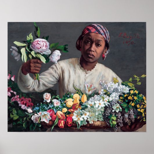 Poster Frédéric Bazille - Jeune femme aux pivoines (Devant)