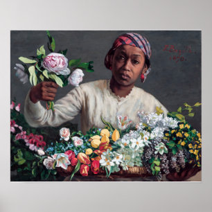 Poster Frederic Bazille - Young Woman with Peonies