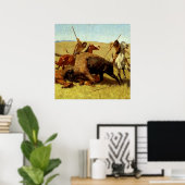 Poster Frederic Remington Art de l'Ouest "Chasse au bison (Bureau à domicile)