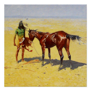 Poster Frederic Remington Art Occidental "Chassé"