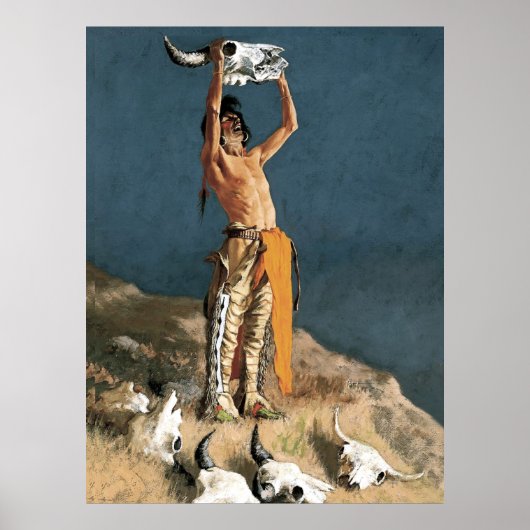 Poster Frederic Remington Art "Revenir au bison (Devant)