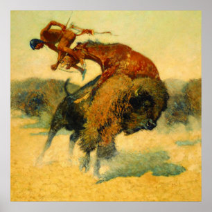 Poster Frederic Remington Art Western "Episode - Buffalo