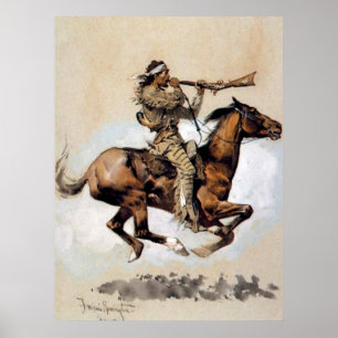 Poster Frederic Remington « Chasseur de bisons crachant u