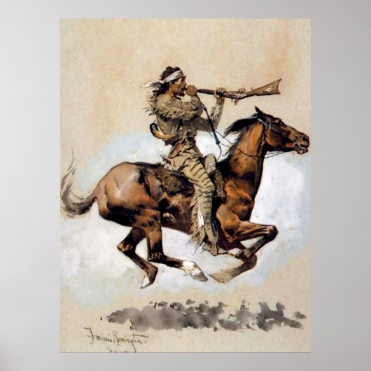 Poster Frederic Remington « Chasseur de bisons crachant u (Devant)