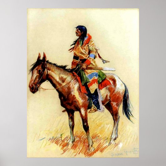Poster Frederic Remington Western Indian Art "A Breed" (Devant)