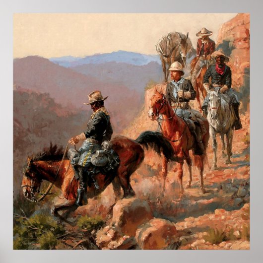 Poster Frederick Remington "Avec la 10e cavalerie" (Devant)