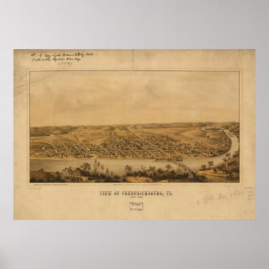 Poster Fredericksburg Virginie 1863 Carte panoramique ant (Devant)