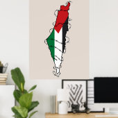 Poster Free Palestine Barbared Wire Map Liberté palestini (Bureau à domicile)
