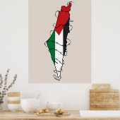 Poster Free Palestine Barbared Wire Map Liberté palestini (Cuisine)