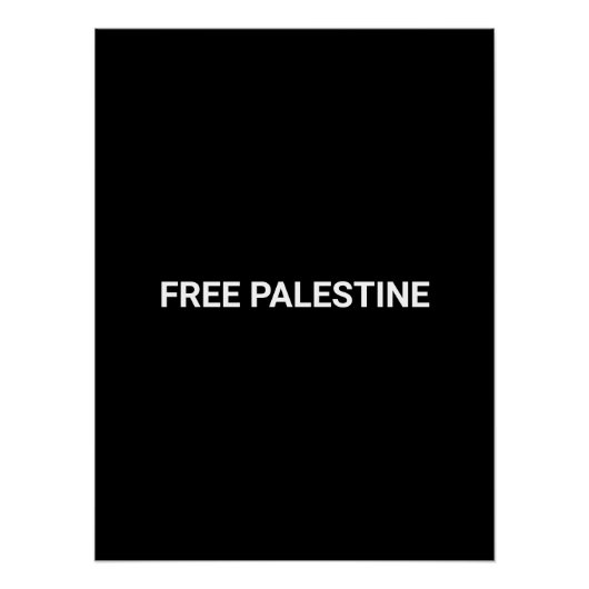 Poster Free Palestine noir blanc texte personnalisé simpl (Devant)