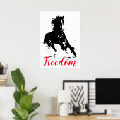 Poster Freedom Black White Pop Art Runse Horse (Bureau à domicile)