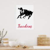 Poster Freedom Black White Pop Art Runses Horses (Cuisine)