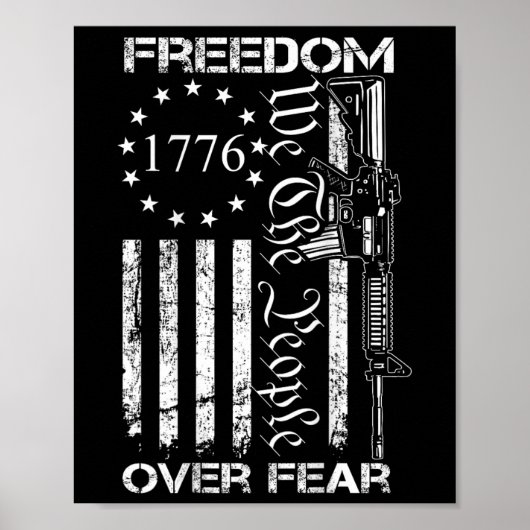 Poster Freedom Over Fear Pro Gun Usa Flag 2nd Amendment ( (Devant)
