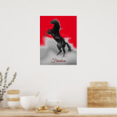 Poster Freedom Red Black Grey Rearing Horse Pop Art (Cuisine)