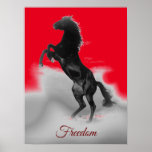 Poster Freedom Red Black Grey Rearing Horse Pop Art<br><div class="desc">Chevaux sauvages oeuvres d'art numériques,  peintures,  images et images</div>