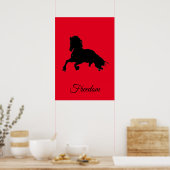 Poster Freedom Red Black Horse Pop Art (Cuisine)