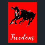 Poster Freedom Red Black Pop Art Runses Horses<br><div class="desc">Black White Pop Art Runse Horse Silhouette / Digital Animal / Cheval Art - Cheval Head Artwork</div>