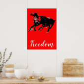 Poster Freedom Red Black Pop Art Runses Horses (Cuisine)