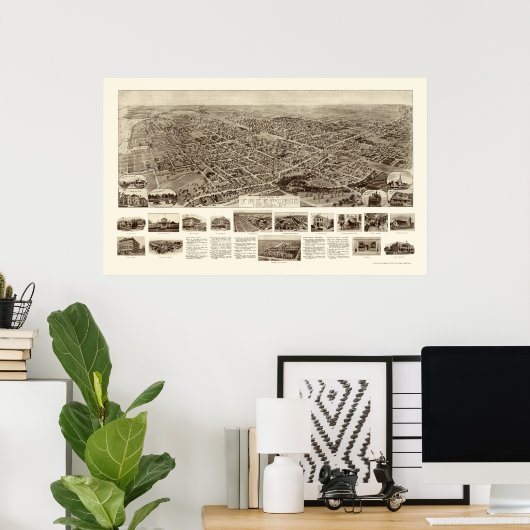 Poster Freeport, NY Panoramic Map - 1909 (Bureau à domicile)