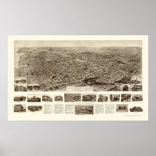 Poster Freeport, NY Panoramic Map - 1909 (Devant)